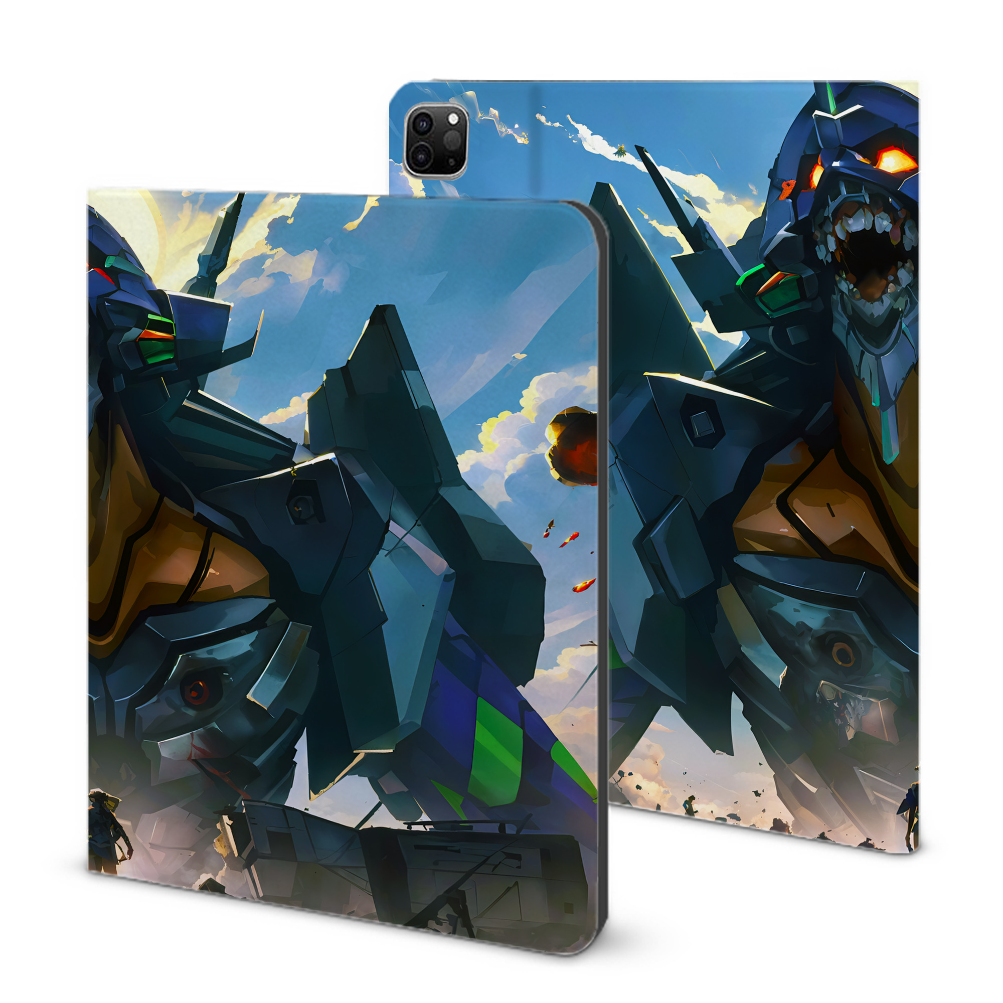 （画像用） EVA 新世紀エヴァンゲリオン IPad ケース ブック型 PUレザー TPU 耐衝撃 軽量 薄型 ペン収納なし 全面保護 IPad 各モデル対応